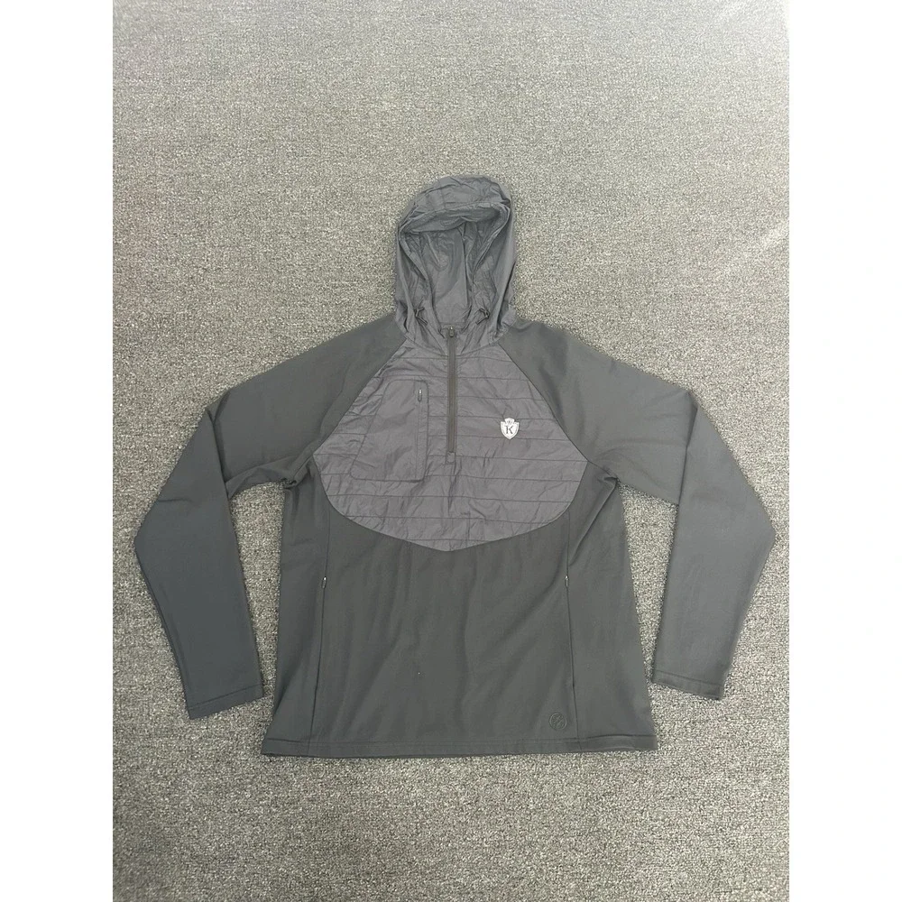 G/FORE Golf Tech Interlock 1/4 Zip Hoodie Black Mens Large Golf Puffer Stretch